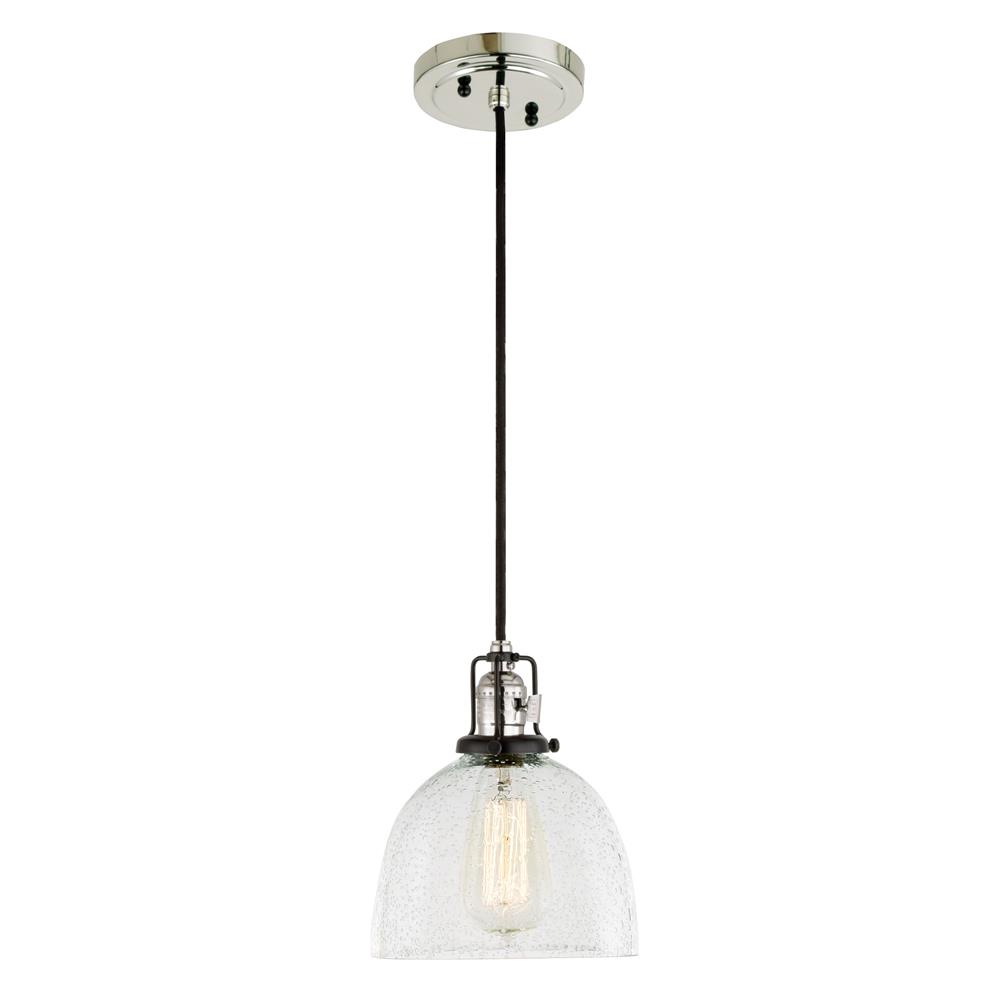 Jvi Designs 1221-15 S5-Cb Nob Hill One Light Clear Bubble Madison Pendant In Polished Nickel And Black
